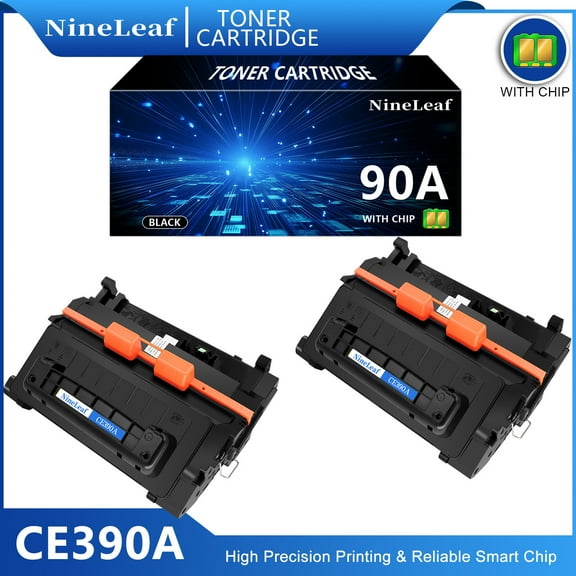 NineLeaf 90A Compatible Toner Cartridge Replacement for HP CE390A 90A Black Toner Cartridge use for Laser Jet 600 M601 M602 M603 M601dn M4555 M4555f M4555fskm(2 Pack,10000 Pages)