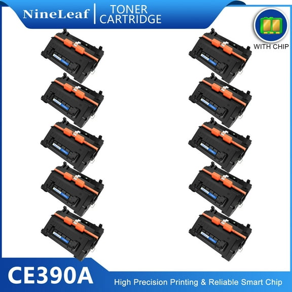 NineLeaf 90A Compatible Toner Cartridge Replacement for HP CE390A 90A Black Toner Cartridge use for Laser Jet 600 M601 M602 M603 M601dn M4555 M4555f M4555fskm(10 Pack,10000 Pages)