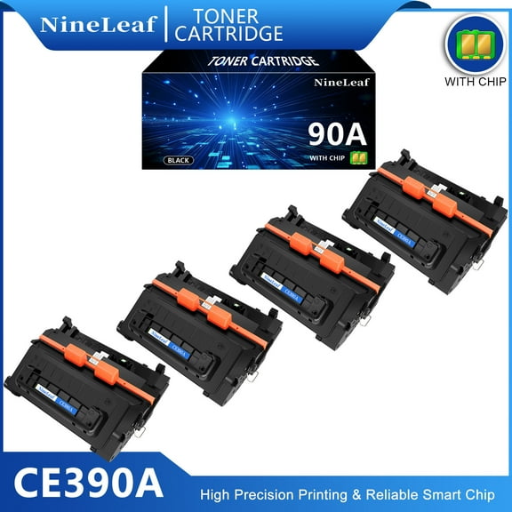 NineLeaf 90A Compatible Toner Cartridge Replacement for HP CE390A 90A Black Toner Cartridge use for Laser Jet 600 M601 M602 M603 M601dn M4555 M4555f M4555fskm(4 Pack,10000 Pages)