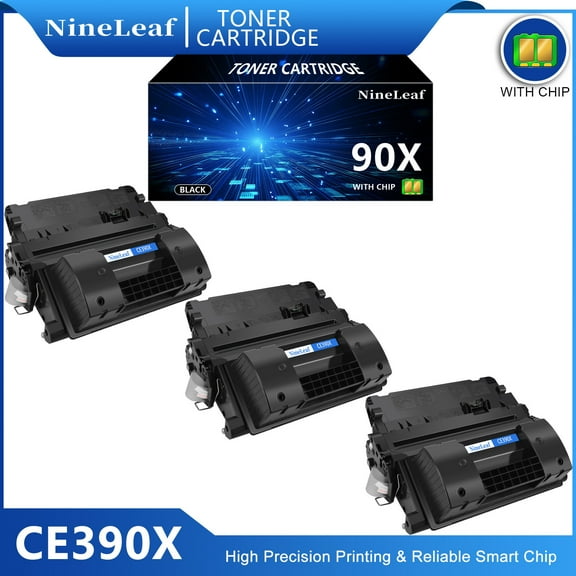 NineLeaf 90X Compatible Toner Cartridge Replacement for HP CE390X 90X Black Toner Cartridge use for Laser Jet M602dn, M602n, M602x, M603dn, M603n(3 Pack,25000 Pages)