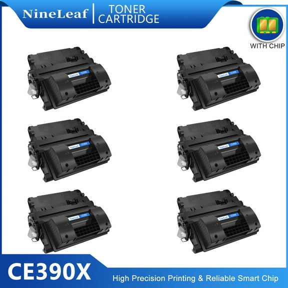NineLeaf 90X Compatible Toner Cartridge Replacement for HP CE390X 90X Black Toner Cartridge use for Laser Jet M602dn, M602n, M602x, M603dn, M603n(6 Pack,25000 Pages)