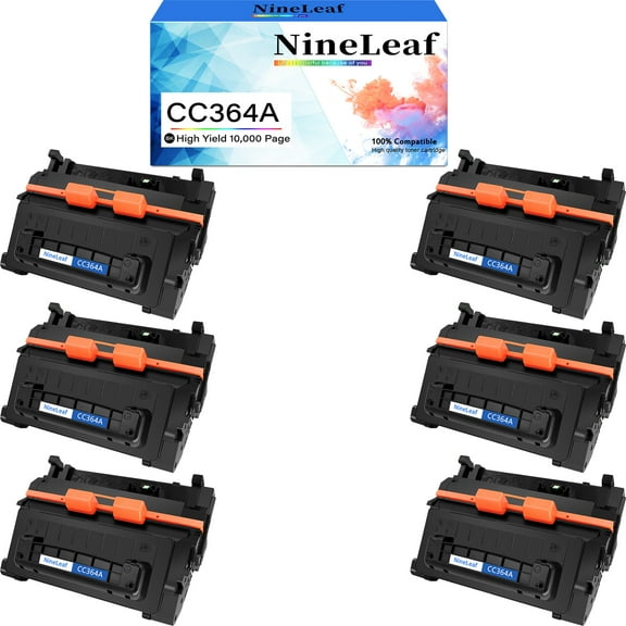 NineLeaf CC364A Compatible Toner Cartridge Replacement for HP 64A Toner Cartridge to use for P4014 P4014dn P4014n P4015 P4015dn P4015n P4015tn P4015x P4515 P4515n P4515tn(Black,6 Pack)