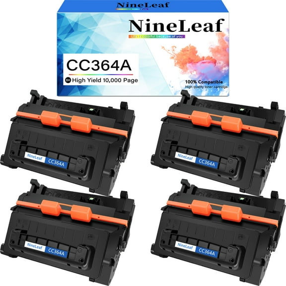 NineLeaf CC364A Compatible Toner Cartridge Replacement for HP 64A Toner Cartridge to use for P4014 P4014dn P4014n P4015 P4015dn P4015n P4015tn P4015x P4515 P4515n P4515tn(Black,4 Pack)