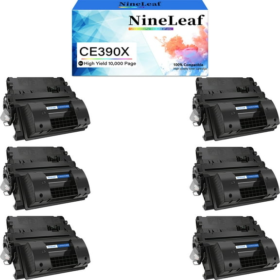 NineLeaf CE390X Compatible Toner Cartridge Replacement for HP 90X Toner Cartridge to use for Laserjet Enterprise 600 M602, M603 Series Laserjet Enterprise M4555 MFP Series(Black,6 Pack)