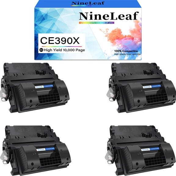 NineLeaf CE390X Compatible Toner Cartridge Replacement for HP 90X Toner Cartridge to use for Laserjet Enterprise 600 M602, M603 Series Laserjet Enterprise M4555 MFP Series(Black,4 Pack)