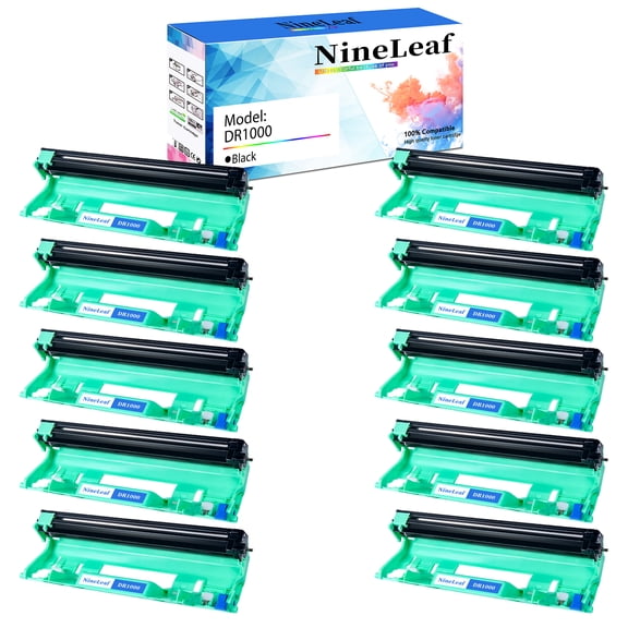 NineLeaf Compatible Drum Unit Replacement Compatible for Brother DR1000 DR-1000 use with DCP-1510 DCP-1512 HL-1110 HL-1111 MFC-1810 MFC-1815 Printer (10 Pack,No toner)