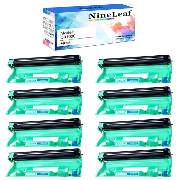 NineLeaf Compatible Drum Unit Replacement Compatible for Brother DR1000 DR-1000 use with DCP-1510 DCP-1512 HL-1110 HL-1111 MFC-1810 MFC-1815 Printer (8 Pack,No toner)