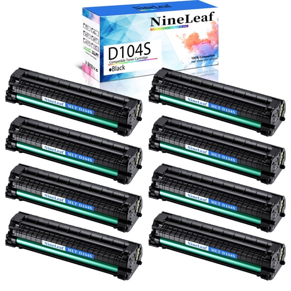 NineLeaf Compatible Toner Cartridge Replacement for Samsung 104S D104S MLT-D104S MLTD104S Use in ML-1661 ML-1667 ML-1655 ML-1660 ML-1670 ML-1675 ML-1865W SCX-3205W SCX-3210 Printer (8 Pack Black)