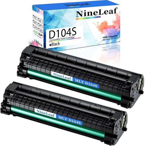 NineLeaf Compatible Toner Cartridge Replacement for Samsung 104S D104S MLT-D104S MLTD104S Use in ML-1661 ML-1667 ML-1655 ML-1660 ML-1670 ML-1675 ML-1865W SCX-3205W SCX-3210 Printer (2 Pack Black)
