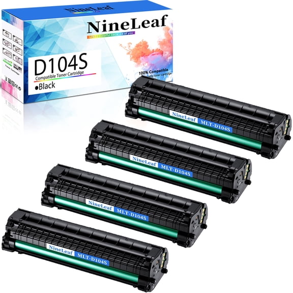 NineLeaf Compatible Toner Cartridge Replacement for Samsung 104S D104S MLT-D104S MLTD104S Use in ML-1661 ML-1667 ML-1655 ML-1660 ML-1670 ML-1675 ML-1865W SCX-3205W SCX-3210 Printer (4 Pack Black)