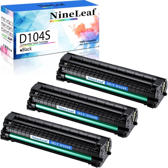 NineLeaf Compatible Toner Cartridge Replacement for Samsung 104S D104S MLT-D104S MLTD104S Use in ML-1661 ML-1667 ML-1655 ML-1660 ML-1670 ML-1675 ML-1865W SCX-3205W SCX-3210 Printer (3 Pack Black)