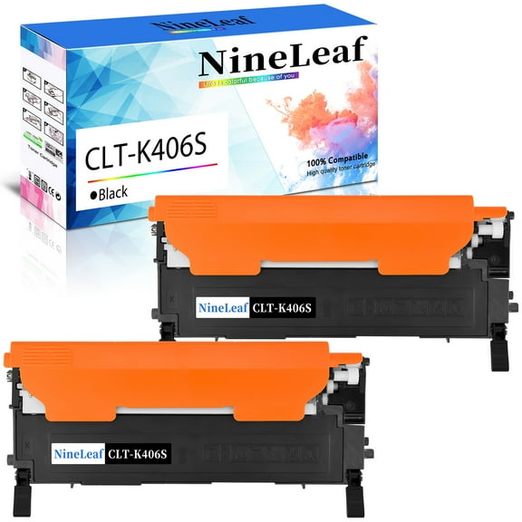 NineLeaf Compatible Toner Cartridge Replacement for Samsung CLT-K406S CLT-406S CLTK406S Work on CLP-360 CLP-365 CLX-3300 SL-C410W Xpress C460FW C460W C410W CLX-3305 Printer (2 Pack Black)