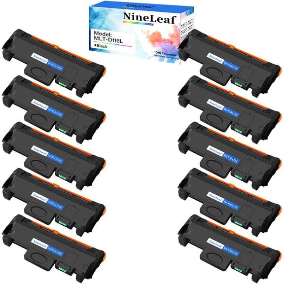 NineLeaf Compatible Toner Cartridge Replacement for Samsung D116L MLT-D116L MLTD116L to use in SL-M2625D SL-M2675 SL-M2825DW SL-M2826 SL-M2835DW SL-M2875FD SL-M2875FD Printer(10 Pack Black)
