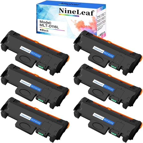 NineLeaf Compatible Toner Cartridge Replacement for Samsung D116L MLT-D116L MLTD116L to use in SL-M2625D SL-M2675 SL-M2825DW SL-M2826 SL-M2835DW SL-M2875FD SL-M2875FD Printer(6 Pack Black)