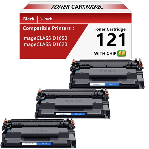 NineLeaf Compatible Toner Cartridge Replacement for Canon 121 CRG121 CRG-121 use for ImageClass D1620 D1650 1620 1650 Printer. (Black, 3-Pack)