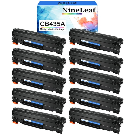 NineLeaf Compatible Toner Cartridge Replacement for HP 35A CB435A works in Laserjet P1006 P1005 P1009 Printer (Black,10 Pack)