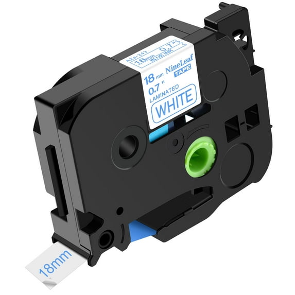 NineLeaf Compatible for Brother P-touch TZe-243 TZe243 TZ-243 TZ243 18mm 3/4 Inch Blue on White Laminated TZe TZ Label Tape 0.7" x 26.2ft
