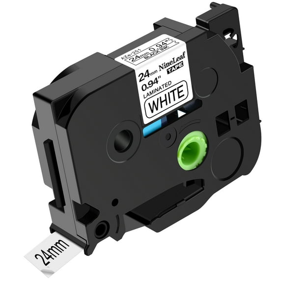 NineLeaf Compatible for Brother P-touch TZe-251 TZe251 TZ-251 TZ251 24mm 1 Inch White Laminated Label Tape 0.94" x 26.2 ft