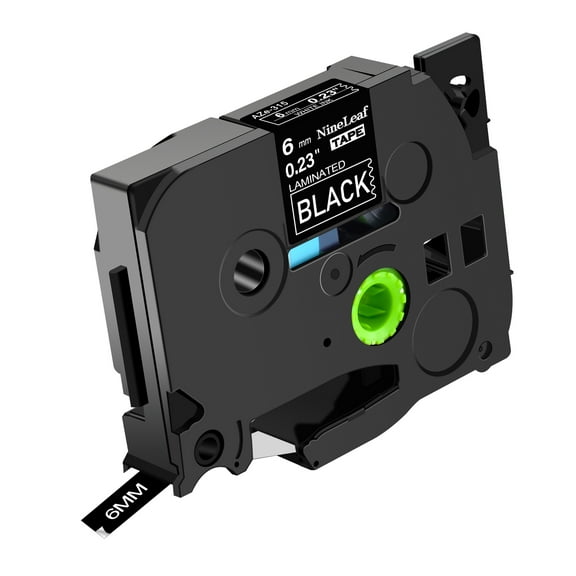 NineLeaf Compatible for Brother P-touch TZe-315 TZe315 TZ-315 TZ315 6mm 1/4'' White on Black Laminated TZe TZ Label Tape 0.23" x 26.2ft