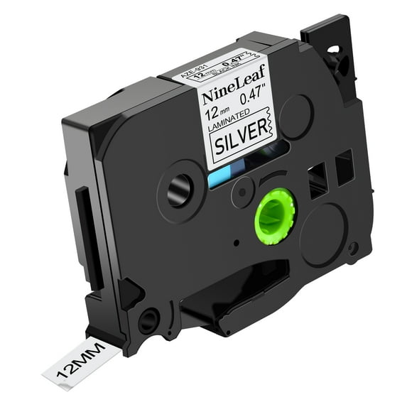 NineLeaf Compatible for Brother P-touch TZe-931 TZe931 TZ-931 TZ931 12mm Black on Silver Laminated Label Tape 0.47" x 26.2 ft (12mm x 8m)