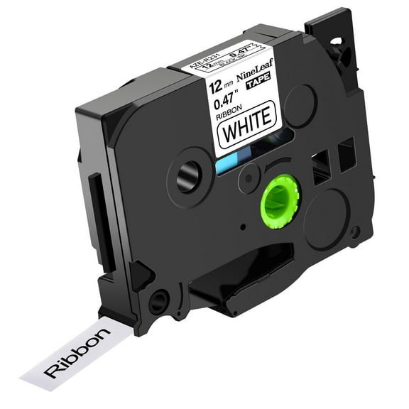 NineLeaf Compatible for Brother P-touch TZe-R231 TZ-R231 12mm 1/2'' Black on White Satin Fabric Ribbon TZe TZ Label Tape 0.47" x 13ft