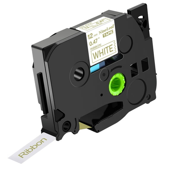 NineLeaf Compatible for Brother P-touch TZe-R234 TZ-R234 12mm 1/2'' Gold on White Satin Fabric Ribbon TZe TZ Label Tape 0.47" x 13ft