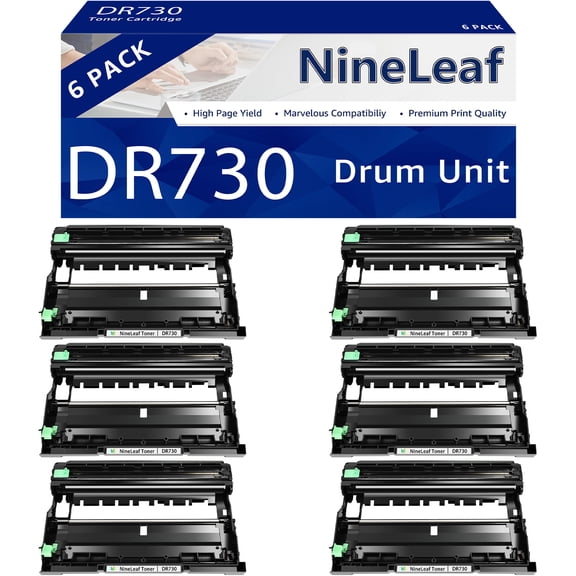 NineLeaf DR-730 Compatible Drum Unit Replacement for Brother DR730 to use with HL-L2350DW HL-L2370DW HL-L2390DW HL-L2395DW MFC-L2710DW MFC-L2750DW DCP-L2550DW Printer (Black,6-Pack)