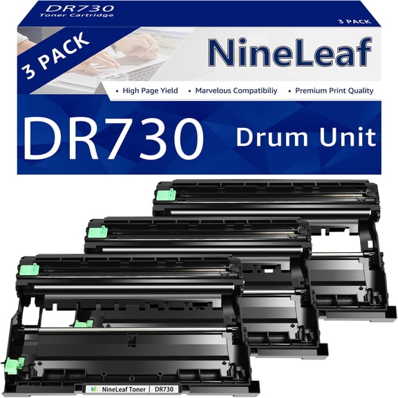 NineLeaf DR-730 Compatible Drum Unit Replacement for Brother DR730 to use with HL-L2350DW HL-L2370DW HL-L2390DW HL-L2395DW MFC-L2710DW MFC-L2750DW DCP-L2550DW Printer (Black,3-Pack)