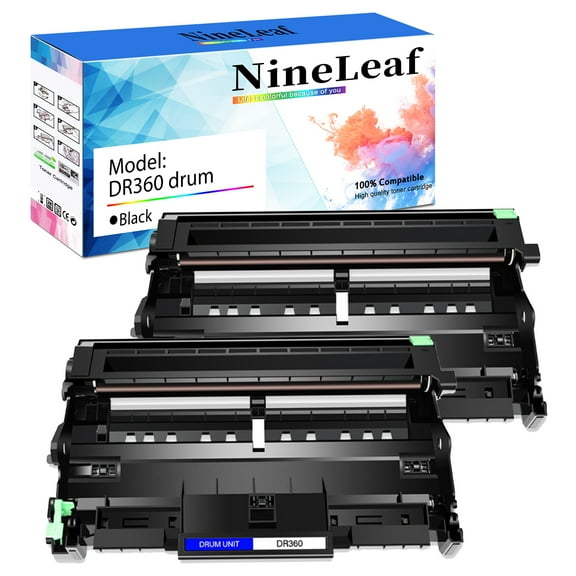 NineLeaf DR360 drum Compatible Drum Unit Replacement for Brother DR-360 work with DCP-7040 DCP-7030 MFC-7840W MFC-7340 MFC-7440N HL-2140 HL-2170W HL-2150N Printer (Black,2 Pack)