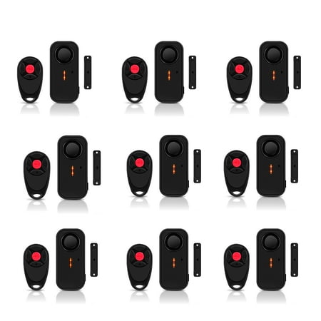 NineLeaf Door Alarm When Opened, 108dB Sliding Door Alarms and Sensors for Home Security, Wireless Burglar Alarm with Remote for Apartment Business Office Entry IP66 Waterproof 4 Volume Levels, 9Pcs