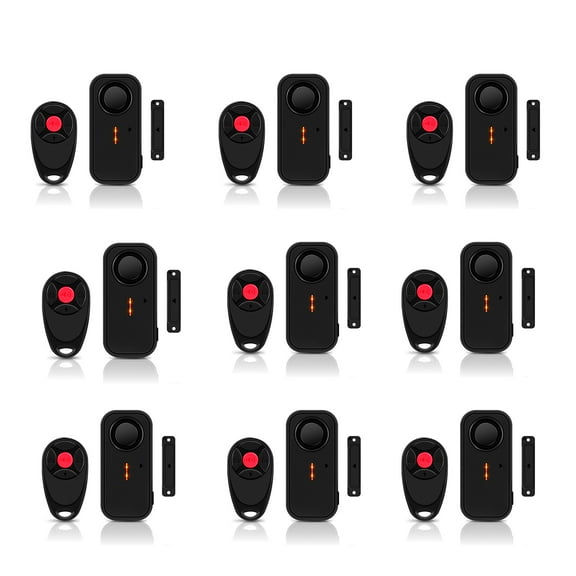 NineLeaf Door Alarm When Opened, 108dB Sliding Door Alarms and Sensors for Home Security, Wireless Burglar Alarm with Remote for Apartment Business Office Entry IP66 Waterproof 4 Volume Levels, 9Pcs
