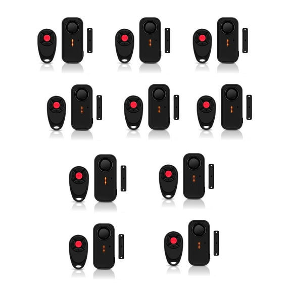 NineLeaf Door Alarm When Opened, 108dB Sliding Door Alarms and Sensors for Home Security, Wireless Burglar Alarm with Remote for Apartment Business Office Entry IP66 Waterproof 4 Volume Levels, 10Pcs