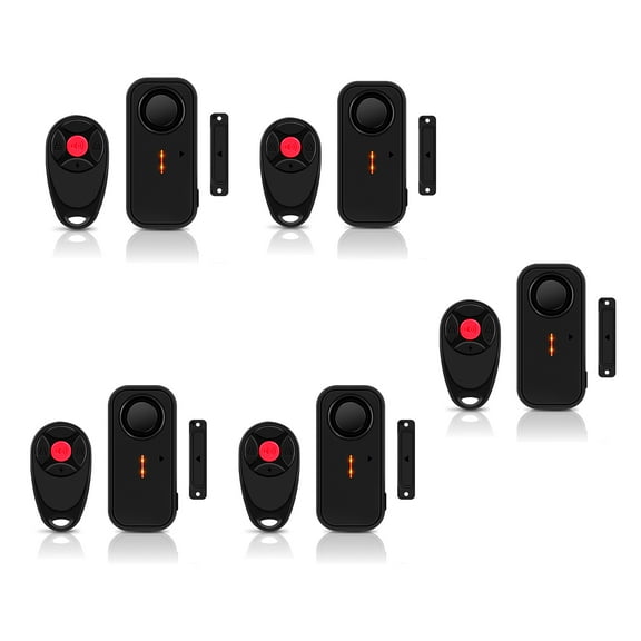 NineLeaf Door Alarm When Opened, 108dB Sliding Door Alarms and Sensors for Home Security, Wireless Burglar Alarm with Remote for Apartment Business Office Entry IP66 Waterproof 4 Volume Levels, 5Pcs