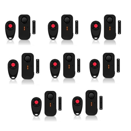 NineLeaf Door Alarm When Opened, 108dB Sliding Door Alarms and Sensors for Home Security, Wireless Burglar Alarm with Remote for Apartment Business Office Entry IP66 Waterproof 4 Volume Levels, 8Pcs