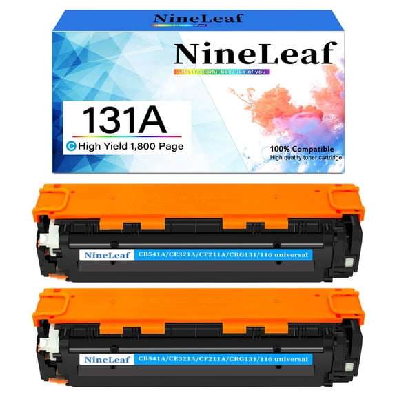 NineLeaf High Capacity Compatible Toner Cartridge Replacement for HP131A CF211A work for LaserJet M251nw M251n MFP M276nw MFP M276 Series Printers (Cyan,2 Pack)