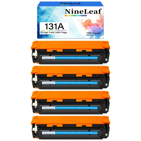 NineLeaf High Capacity Compatible Toner Cartridge Replacement for HP 131A CF211A work for LaserJet M251nw M251n MFP M276nw MFP M276 Series Printers (Cyan,4 Pack)
