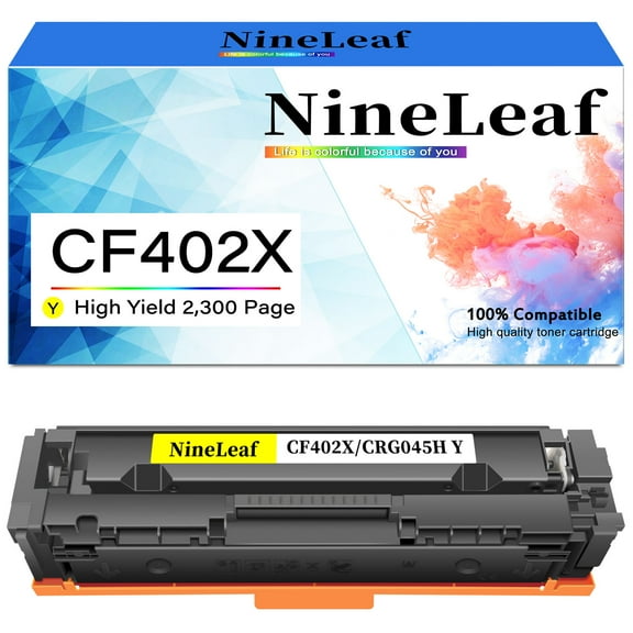 NineLeaf High Capacity Compatible Toner Cartridge Replacement for HP 201X CF402X work for Color Laser Jet MFP M277dw M252dw M277n M277c6 Printer (Yellow,1 Pack)