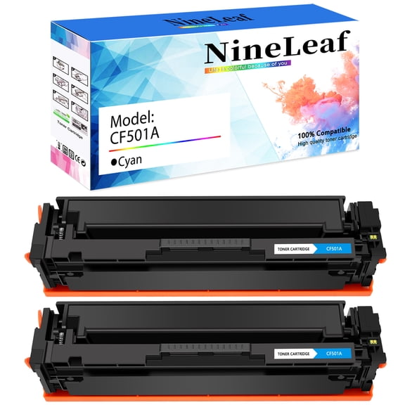 NineLeaf High Capacity Compatible Toner Cartridge Replacement for HP 202A CF501A use in Color LaserJet Pro MFP M281cdw M281fdw M281fdn M254dn M254nw Printer (Cyan,2 Pack)