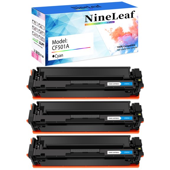 NineLeaf High Capacity Compatible Toner Cartridge Replacement for HP 202A CF501A use in Color LaserJet Pro MFP M281cdw M281fdw M281fdn M254dn M254nw Printer (Cyan,3 Pack)