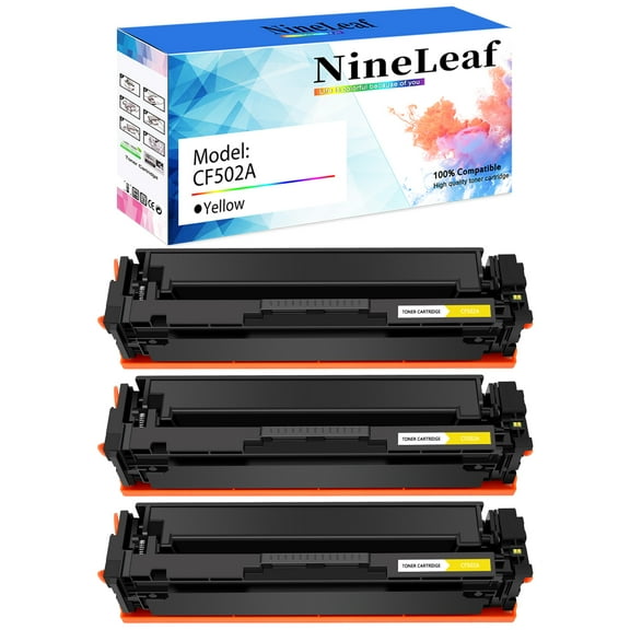 NineLeaf High Capacity Compatible Toner Cartridge Replacement for HP 202A CF502A use in Color LaserJet Pro MFP M281cdw M281fdw M281fdn M254dn M254nw Printer (Yellow,3 Pack)