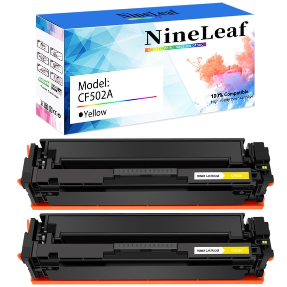 NineLeaf High Capacity Compatible Toner Cartridge Replacement for HP 202A CF502A use in Color LaserJet Pro MFP M281cdw M281fdw M281fdn M254dn M254nw Printer (Yellow,2 Pack)