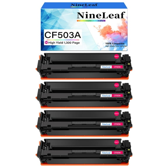 NineLeaf High Capacity Compatible Toner Cartridge Replacement for HP 202A CF503A use in Color LaserJet Pro MFP M281cdw M281fdw M281fdn M254dn M254nw Printer (Magenta,4 Pack)