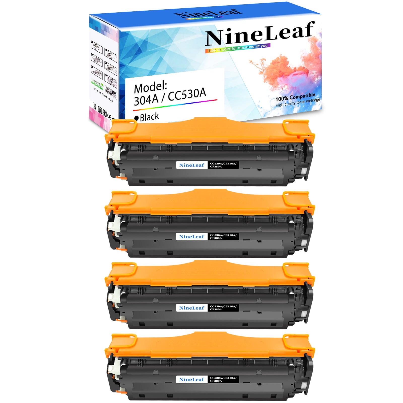 4-Pack Toner Kingdom Compatible Toner Cartridges For HP CP2025 Series (Black, Cyan, Magenta, Yellow)