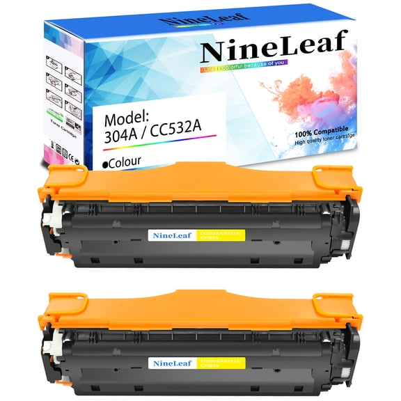 NineLeaf High Capacity Compatible Toner Cartridge Replacement for HP 304A CC532A work for Color Laser Jet CM2320n CP2025dn CM2320nf CP2025n Printer (Yellow,2 Pack)