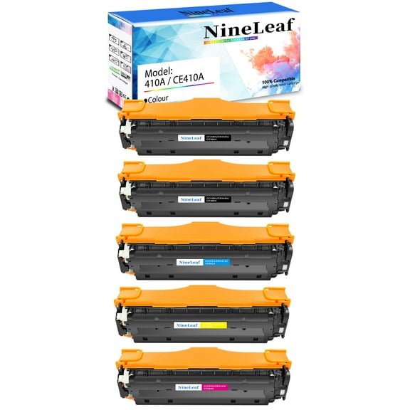 NineLeaf High Capacity Compatible Toner Cartridge Replacement for HP 410A CE410A CE411A CE412A CE413A to Work for Color Pro MFP M451nw M451dn M451dw M475dn M375nww Series Printer(5 Pack)