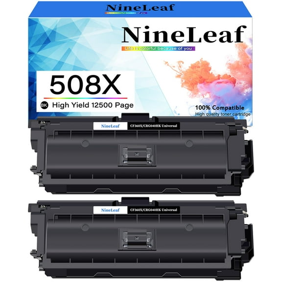 NineLeaf High Capacity Compatible Toner Cartridge Replacement for HP 508X 508A CF360X CF360A work for Enterprise M552dn M553dn M553n MFP M577dn M577f M577c M577 M573 Printer (Black,2 Pack)