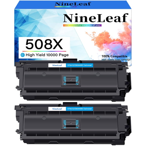 NineLeaf High Capacity Compatible Toner Cartridge Replacement for HP 508X 508A CF361X CF361A work for Enterprise M552dn M553dn M553n MFP M577dn M577f M577c M577 M573 Printer (Cyan,2 Pack)