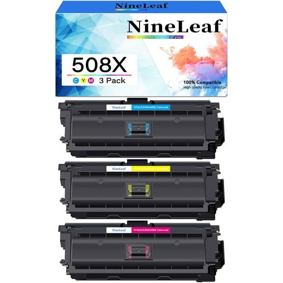 NineLeaf High Capacity Compatible Toner Cartridge Replacement for HP 508X 508A CF361X CF362X CF363X to work for Enterprise M552dn M553dn M553n MFP M577dn M577f M577c M577 M573 Printer(3 Pack)