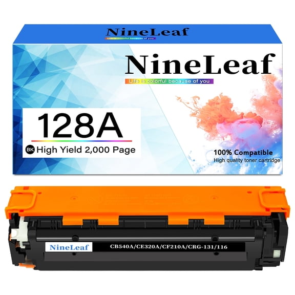 NineLeaf High Capacity Compatible Toner Cartridge Replacement for HP128A CE320A work for LaserJet Pro Color MFP CM1415fn CM1415fnw CP1525nw CP1525n Series Printers (Black,1 Pack)