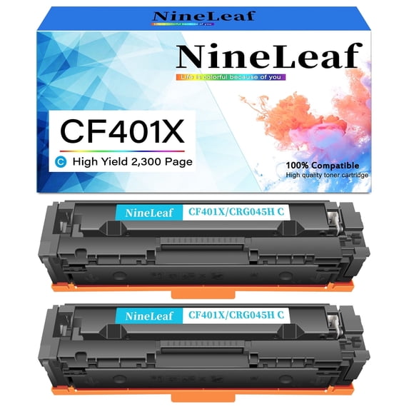 NineLeaf High Capacity Compatible Toner Cartridge Replacement for HP201X CF401X work for Color Laser Jet MFP M277dw M252dw M277n M277c6 Printer (Cyan,2 Pack)